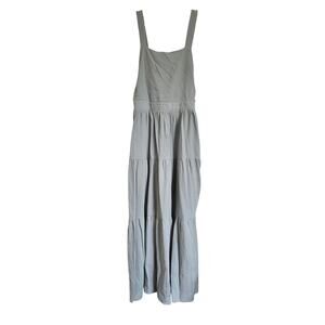 Polagram Jumper Maxi Dress Sz M Sage Green/Gray 100% Cotton Lined Cottage